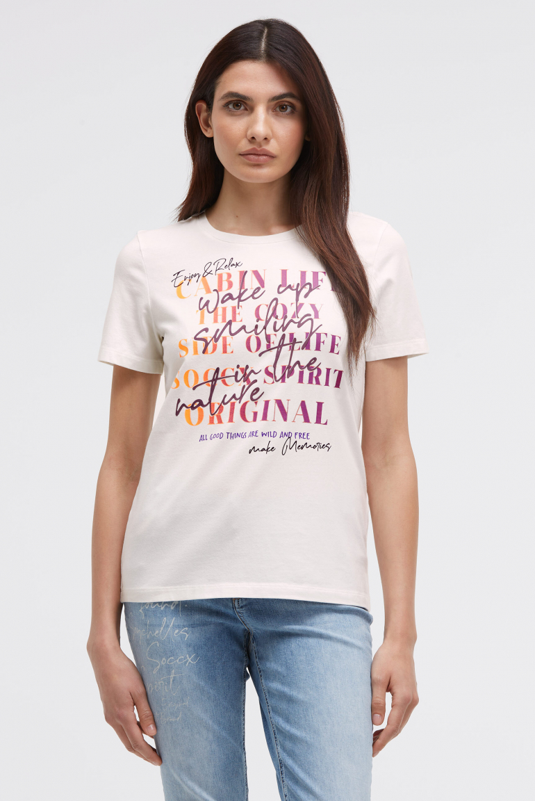 T-Shirt Rundhals mit Colour Gradient Print ivory