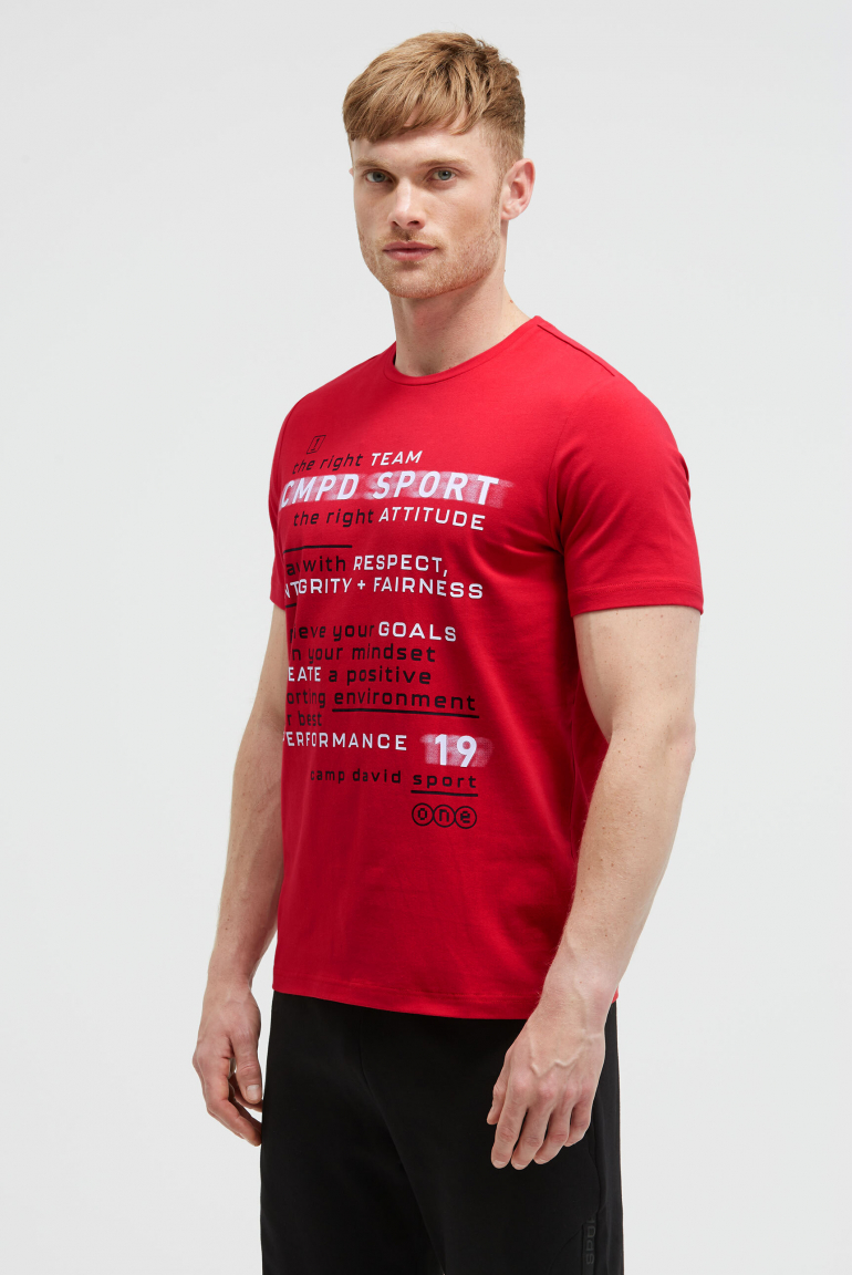 T-Shirt Rundhals mit Logo Artwork bright red