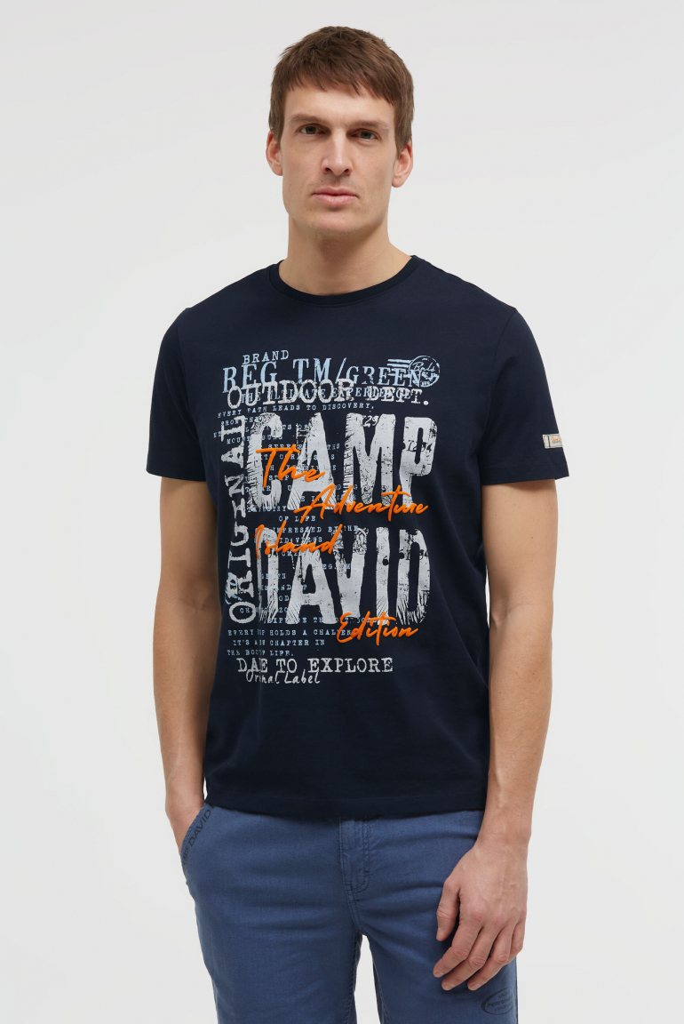T-Shirt Rundhals mit Logo Prints blue navy