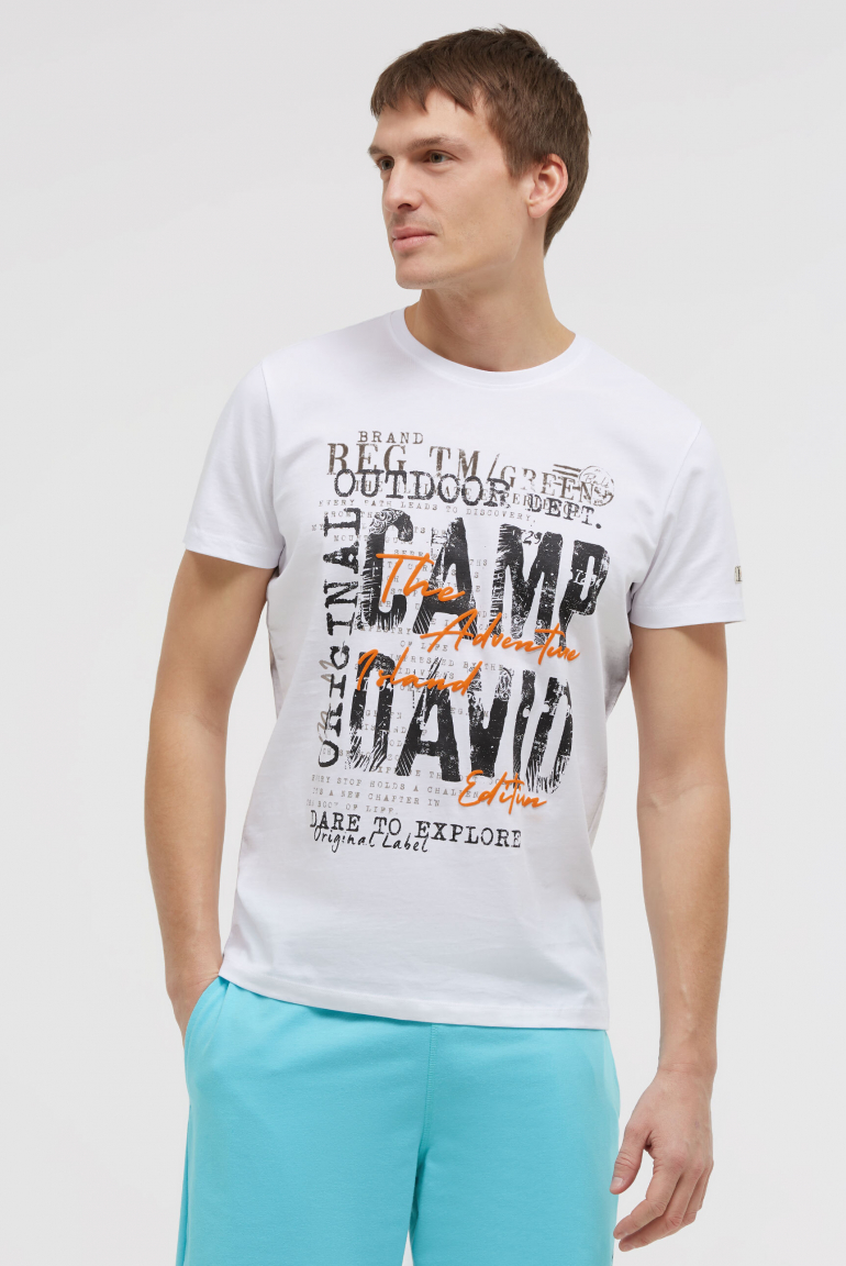 T-Shirt Rundhals mit Logo Prints opticwhite