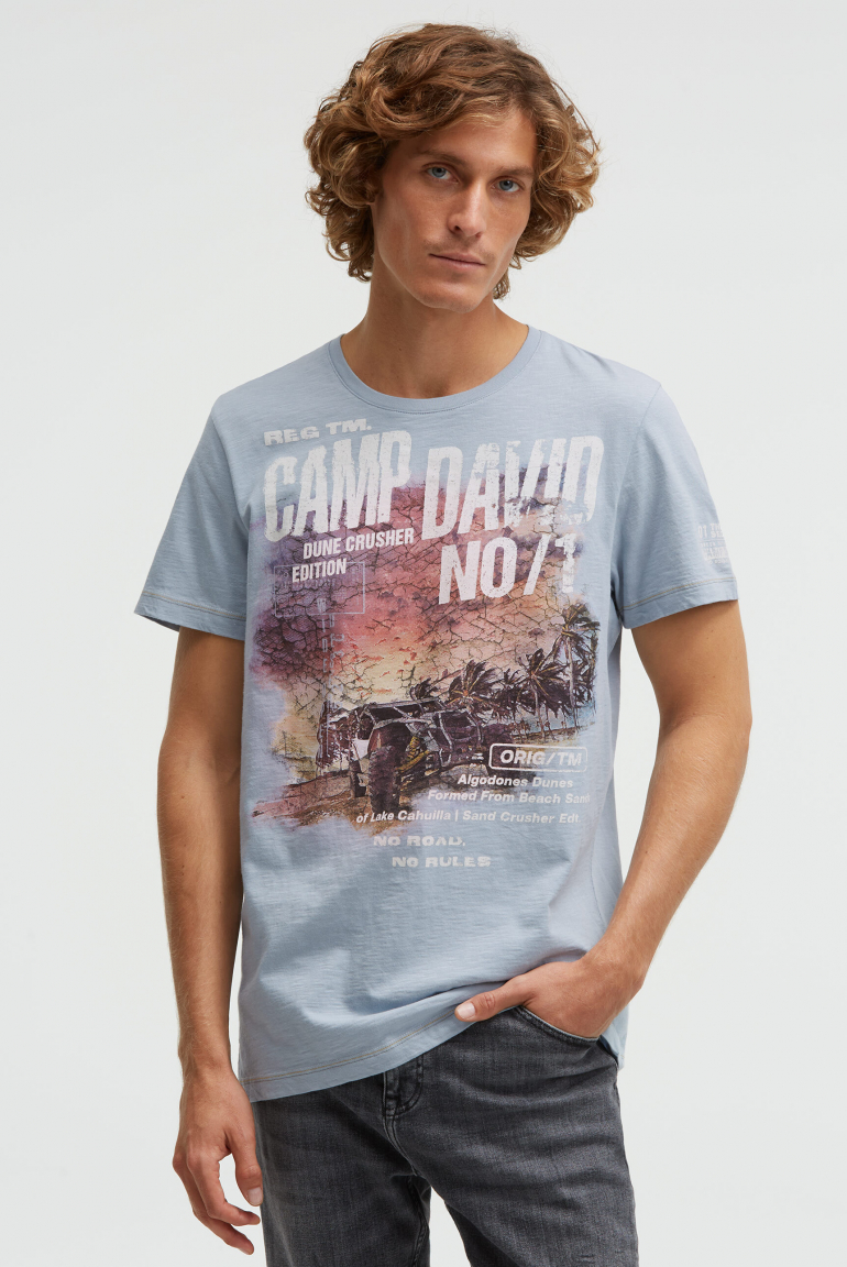 T-Shirt Rundhals mit Photoprint silver blue
