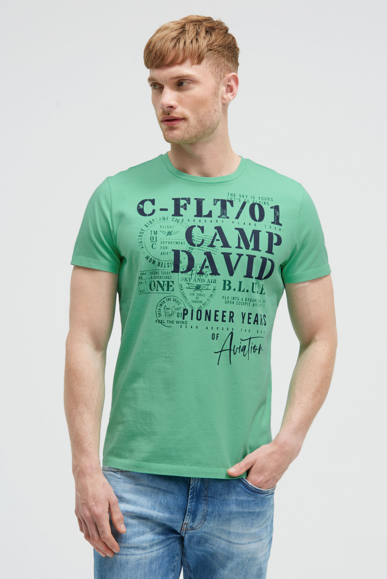 T-Shirt Rundhals mit Puffprint flight green