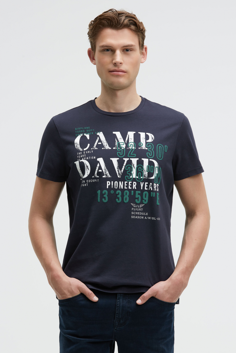 T-Shirt Rundhals mit Puffprint blue navy