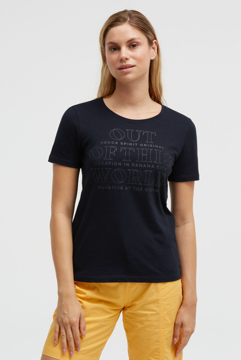 T-Shirt Rundhals mit Rubber Print blue navy