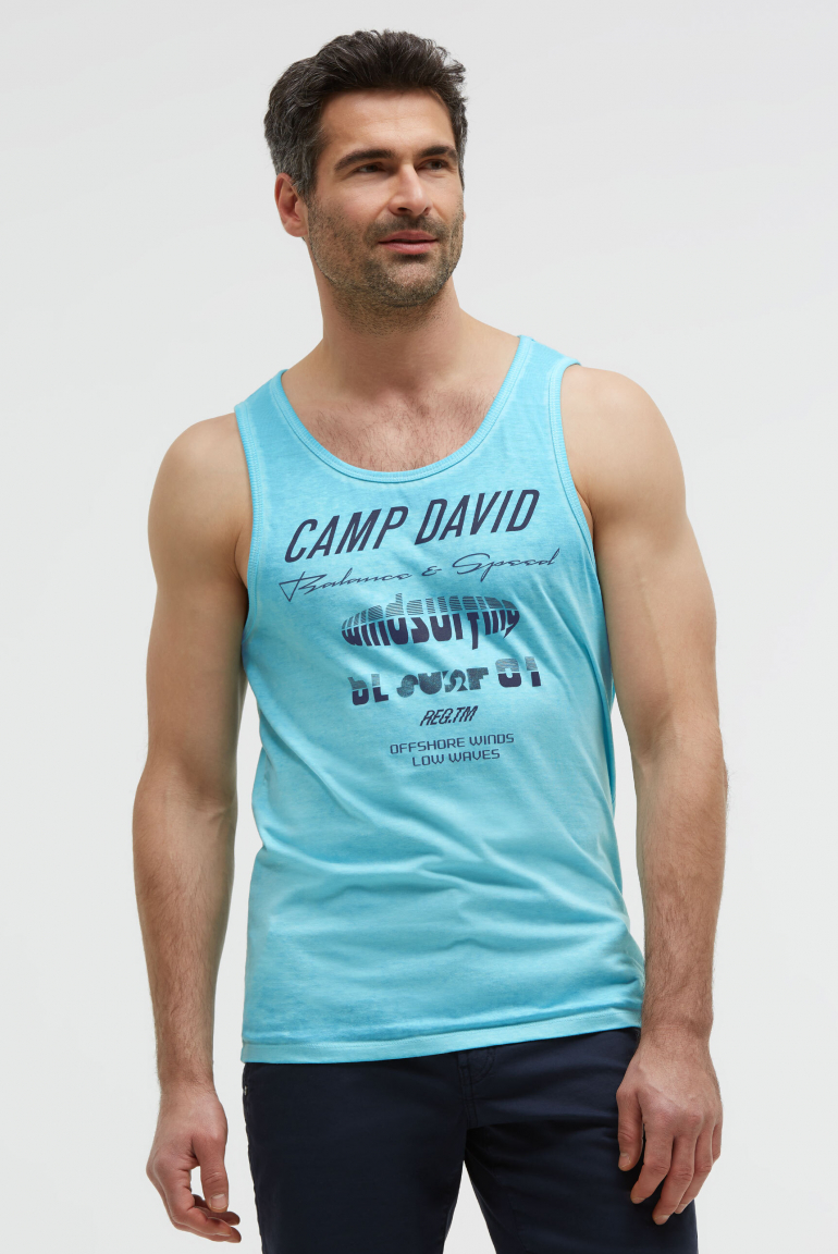 Tanktop mit Ausbrenner-Effekten und Prints aqua