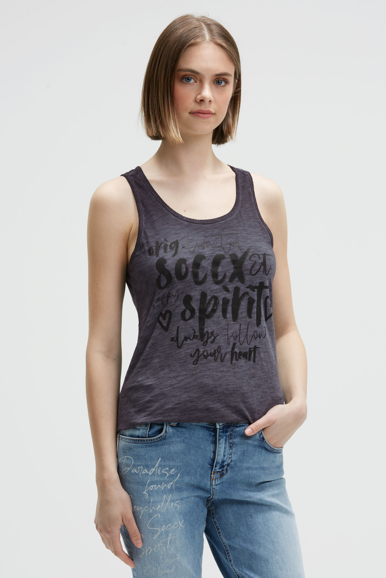 Top mit Glitter Print charcoal mist