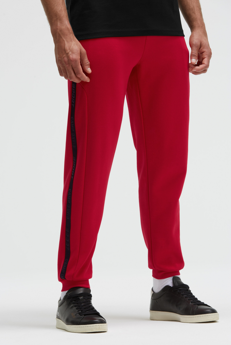 Trainingshose aus Interlock mit Seitentapes bright red
