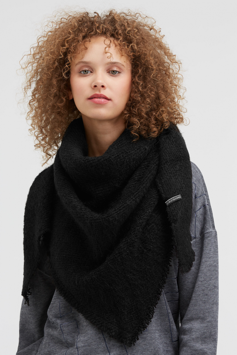 Triangle-Schal aus Bouclégarn black