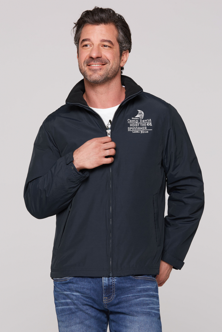 Windjacke mit kleinen Logo-Stickereien navy
