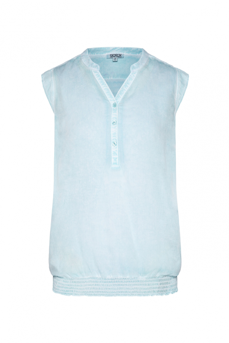 Ärmellose Bluse mit gesmoktem Saum und Rückenprint fresh breeze