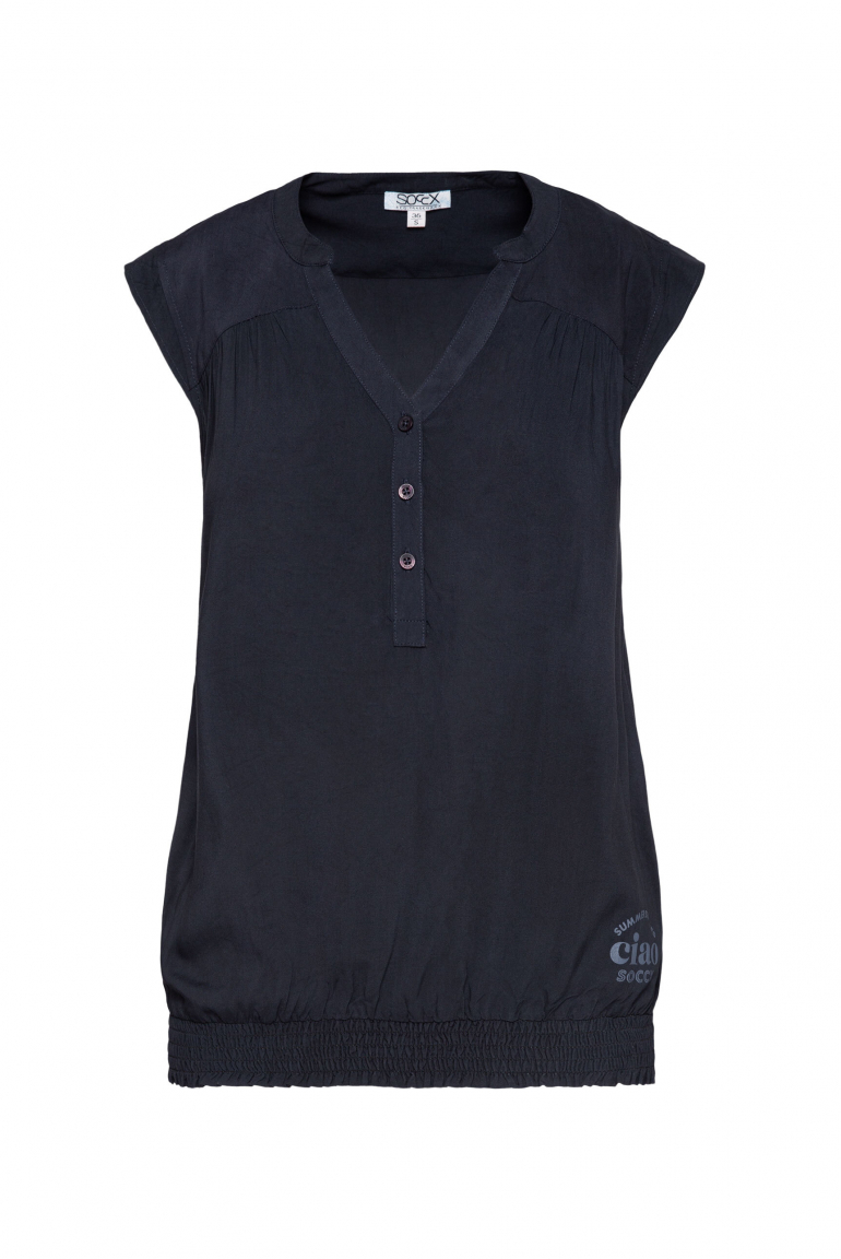 Ärmellose Bluse mit Rücken-Artwork deep sea