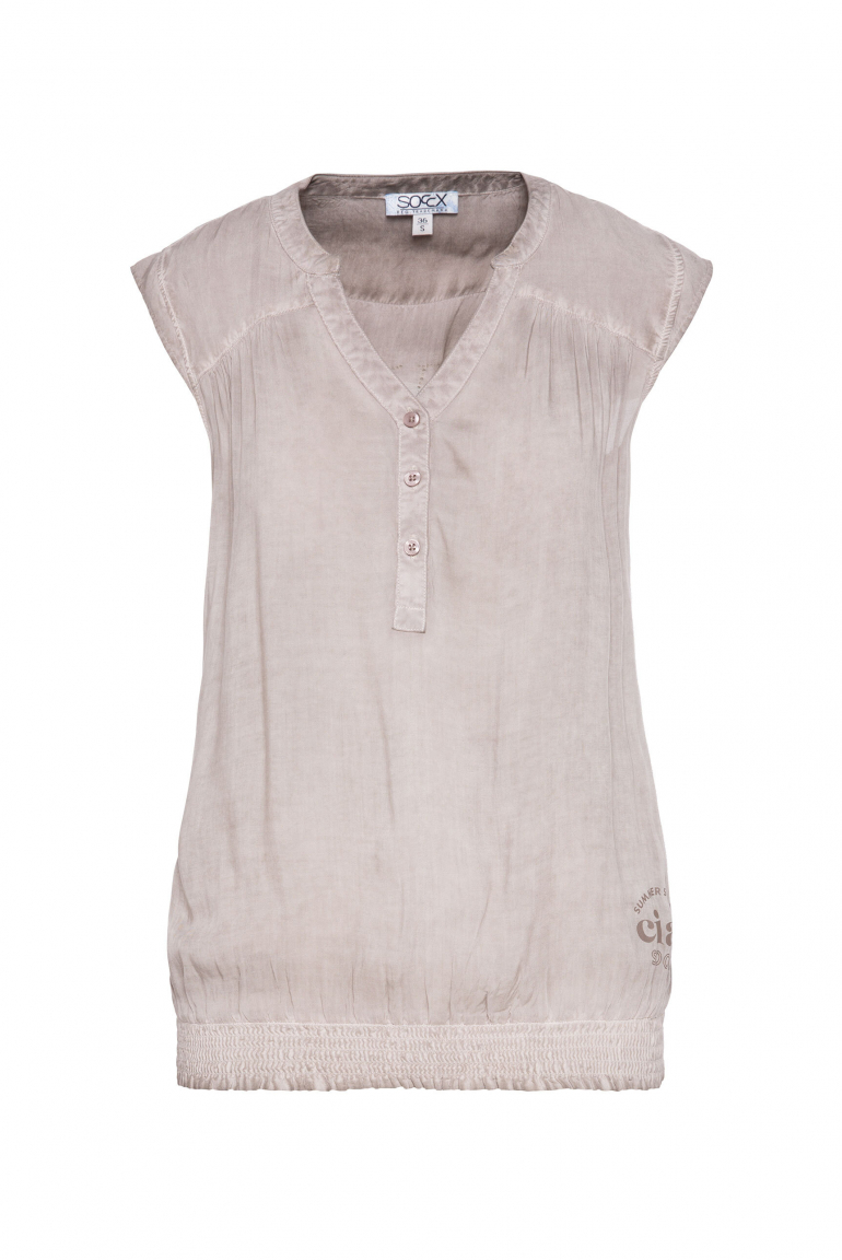 Ärmellose Bluse mit Rücken-Artwork pale sand