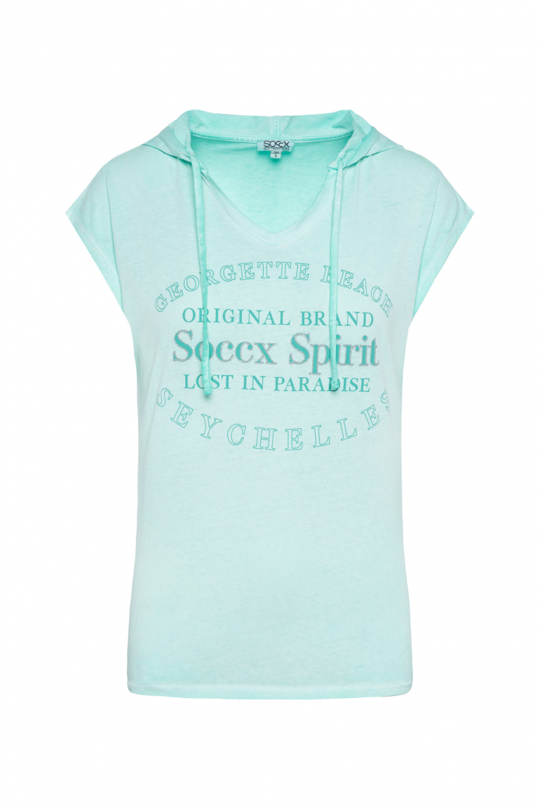 Ärmelloses Kapuzenshirt mit Glitter Puffprint