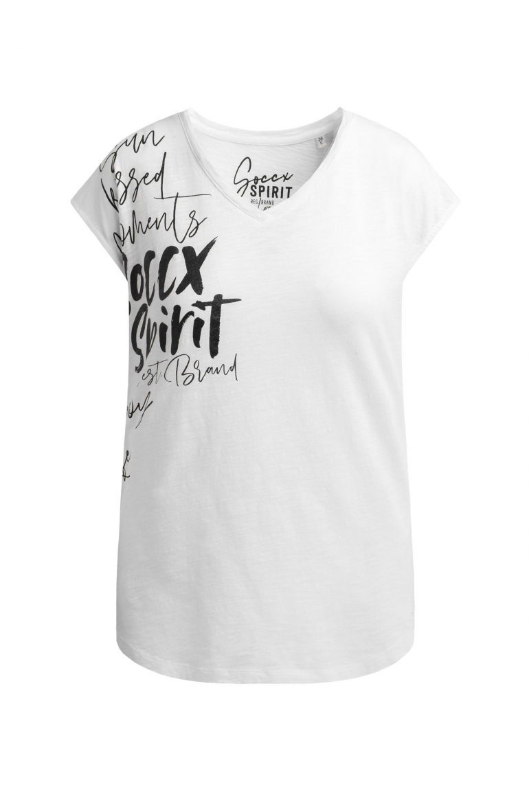 Ärmelloses Shirt mit V-Ausschnitt und Prints opticwhite