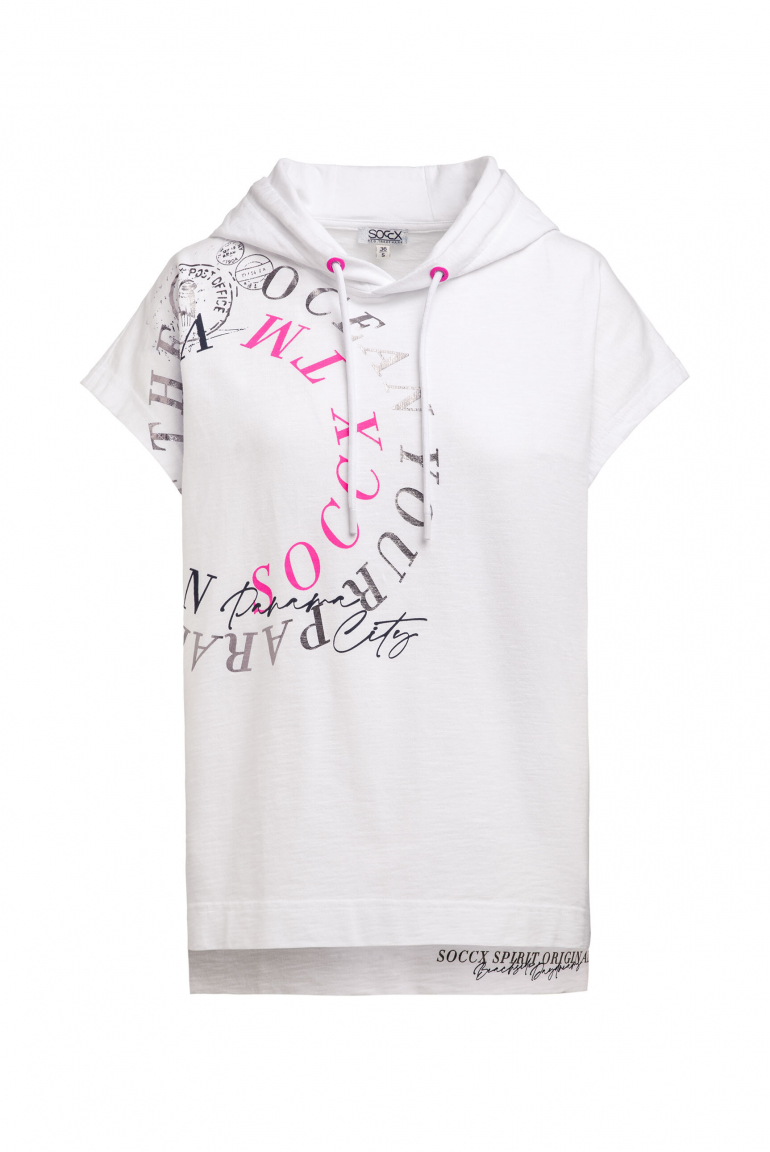 Ärmelloses Sweatshirt mit Kapuze und Artwork opticwhite