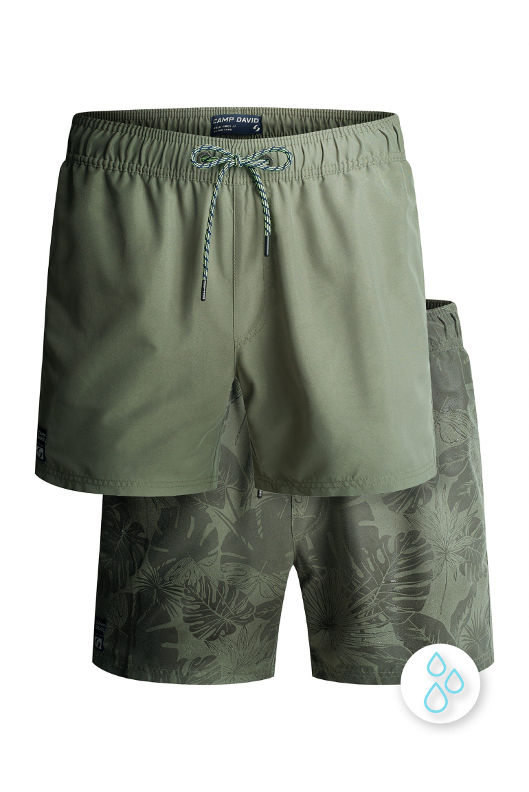 Badehose mit Wasser aktiviertem Design green olive