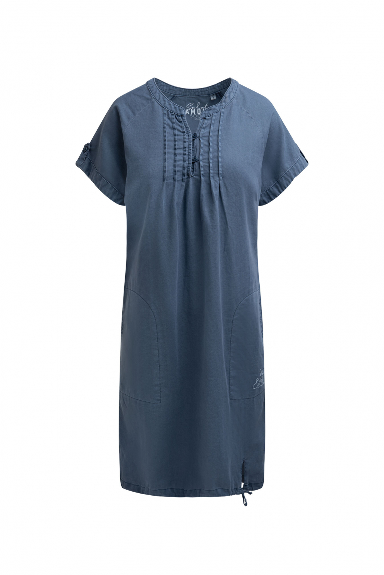Ballonkleid aus Leinenmix soft azure