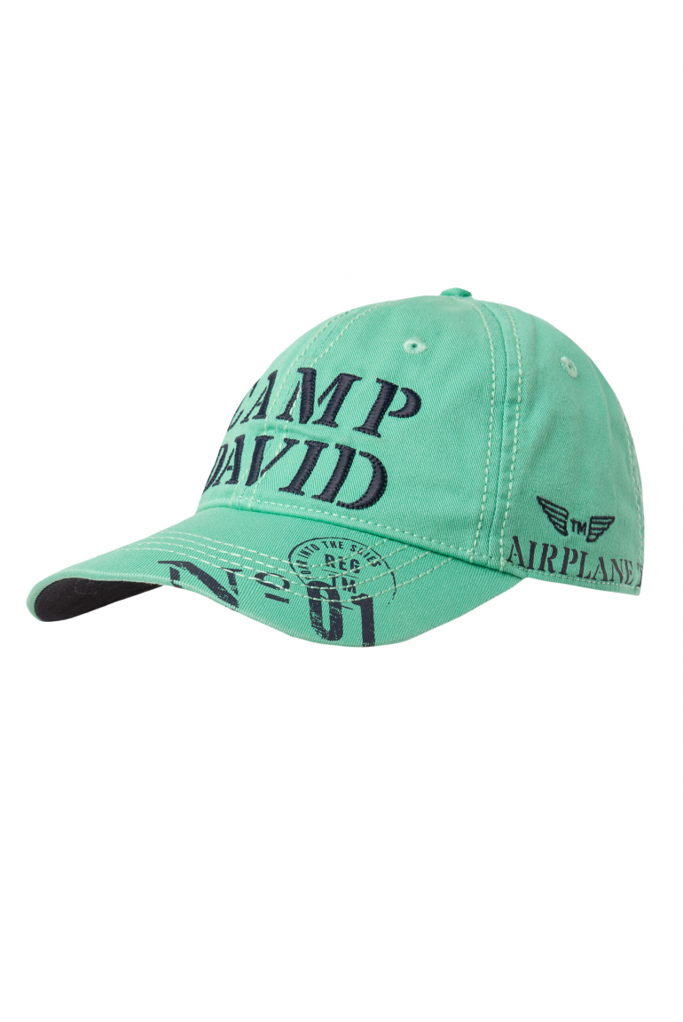 Base Cap Stone Washed mit Logo-Stickerei und Prints flight green
