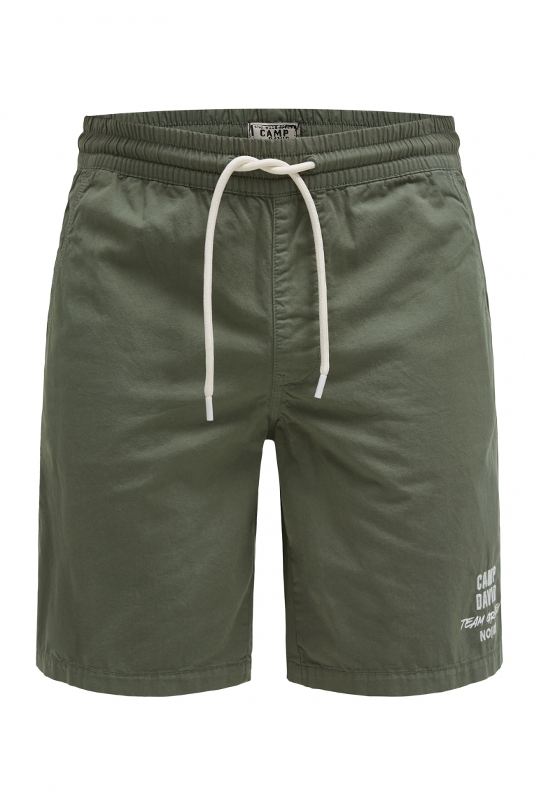 Basic Shorts aus Twill mit Elastikbund green olive