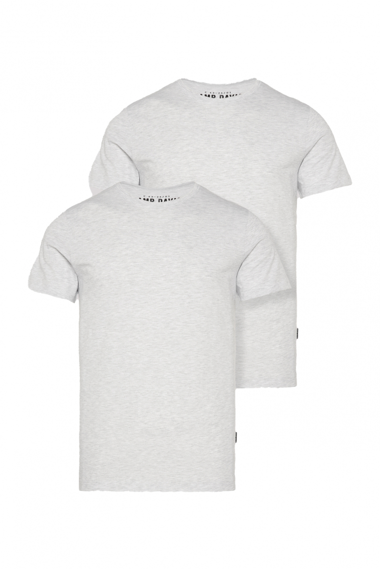 Basic T-Shirt Rundhals 2er-Pack grey melange