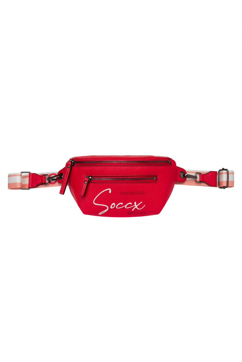 Bauchtasche mit Logo Print und Wechselgurt clear red