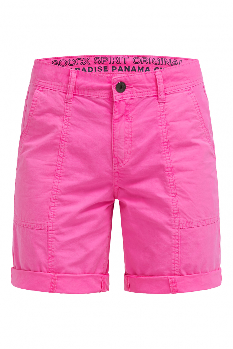 Bermudashorts mit Zip Fly neon magenta