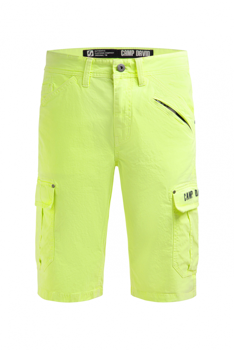 Cargo Shorts mit 3D-Logo-Stickerei neon lime