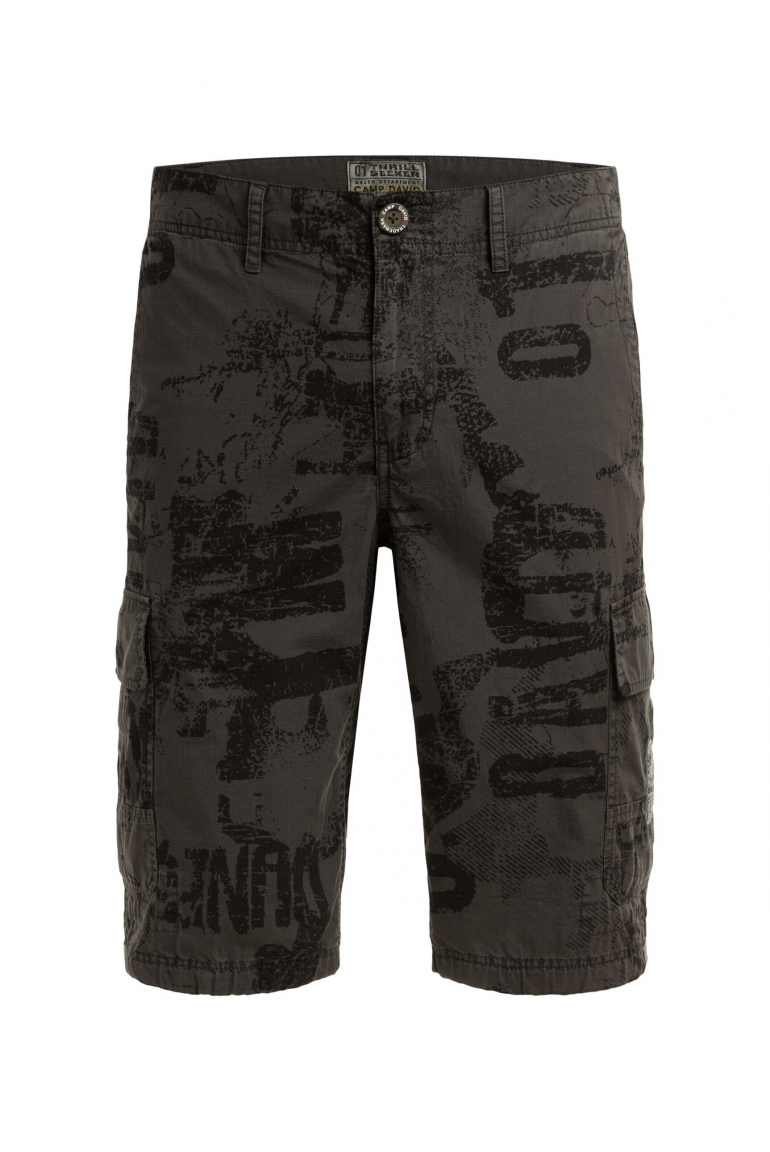 Cargo Shorts mit All Over Print dark wood
