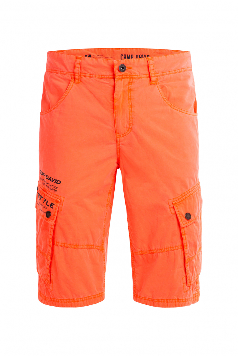Cargo Shorts mit kleinen Label Prints neon flame