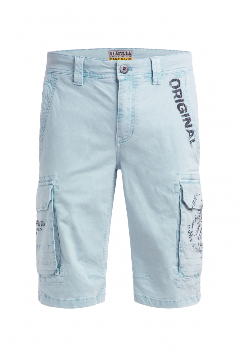 Cargo Shorts mit Prints im Used Look silver blue
