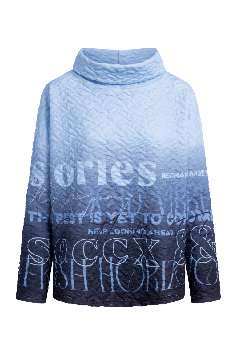 Cloqué-Sweatshirt Dip Dye mit Artworks blue heaven