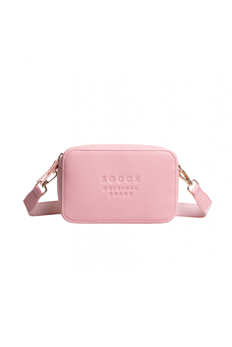 Crossbody Bag mit Logo und Intarsia-Webriemen french rose
