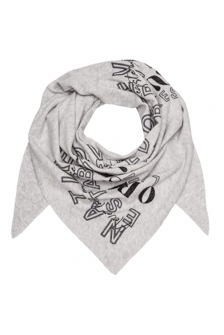 Dreieckstuch aus Flauschstrick mit Glitter Print grey melange