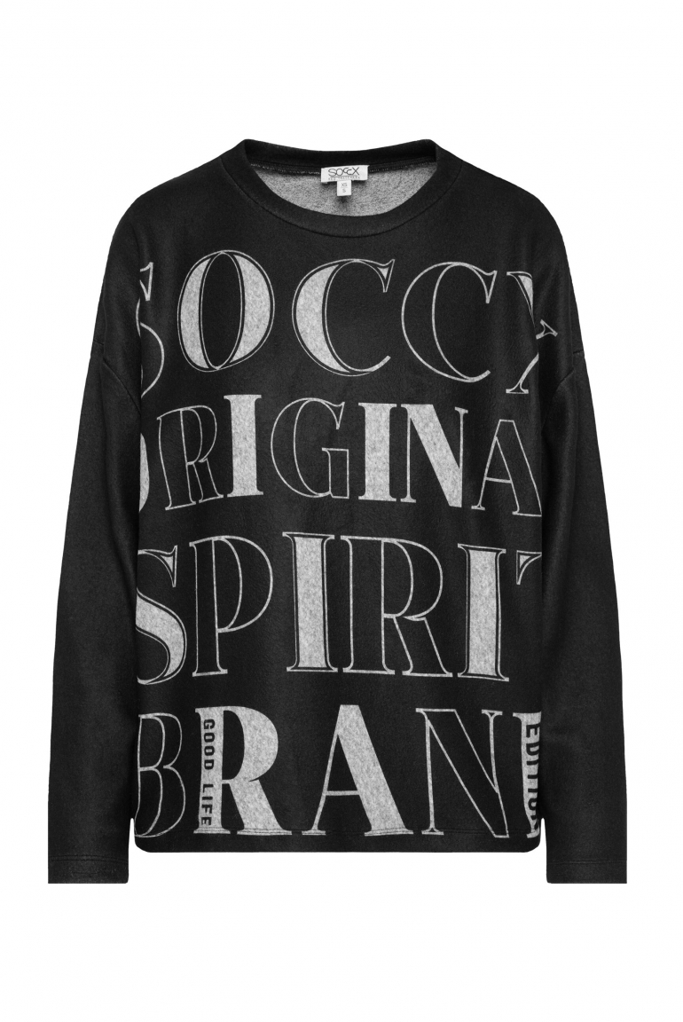 Flauschstrickpullover mit Logo Artwork black