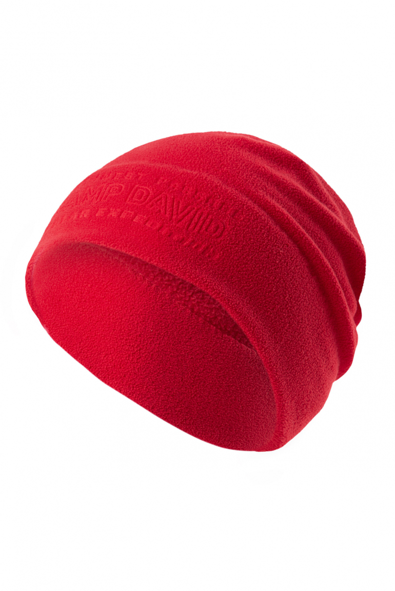 Fleece Beanie mit Logo-Prägung royal red