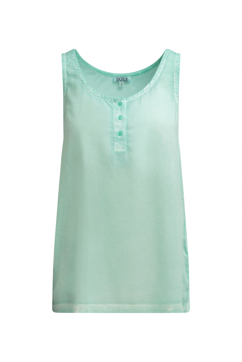 Henley-Top Oil Dyed mit Rückenprint french mint