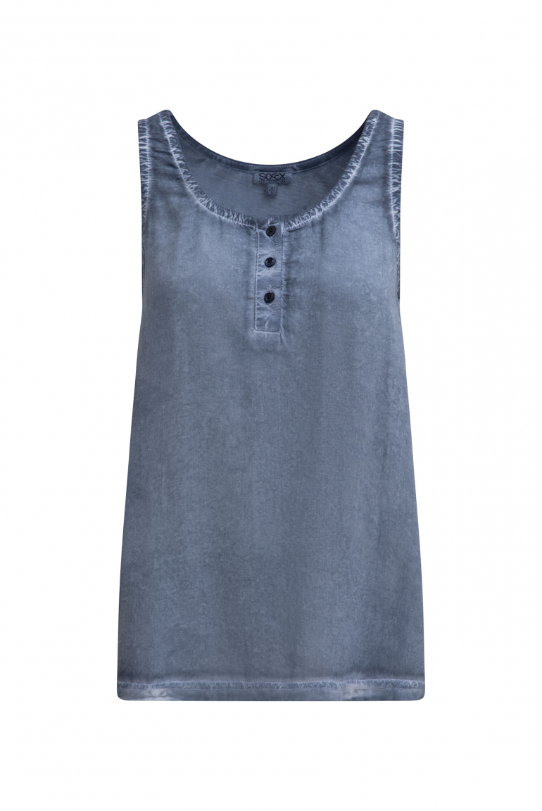 Henley-Top Oil Dyed mit Rückenprint soft azure