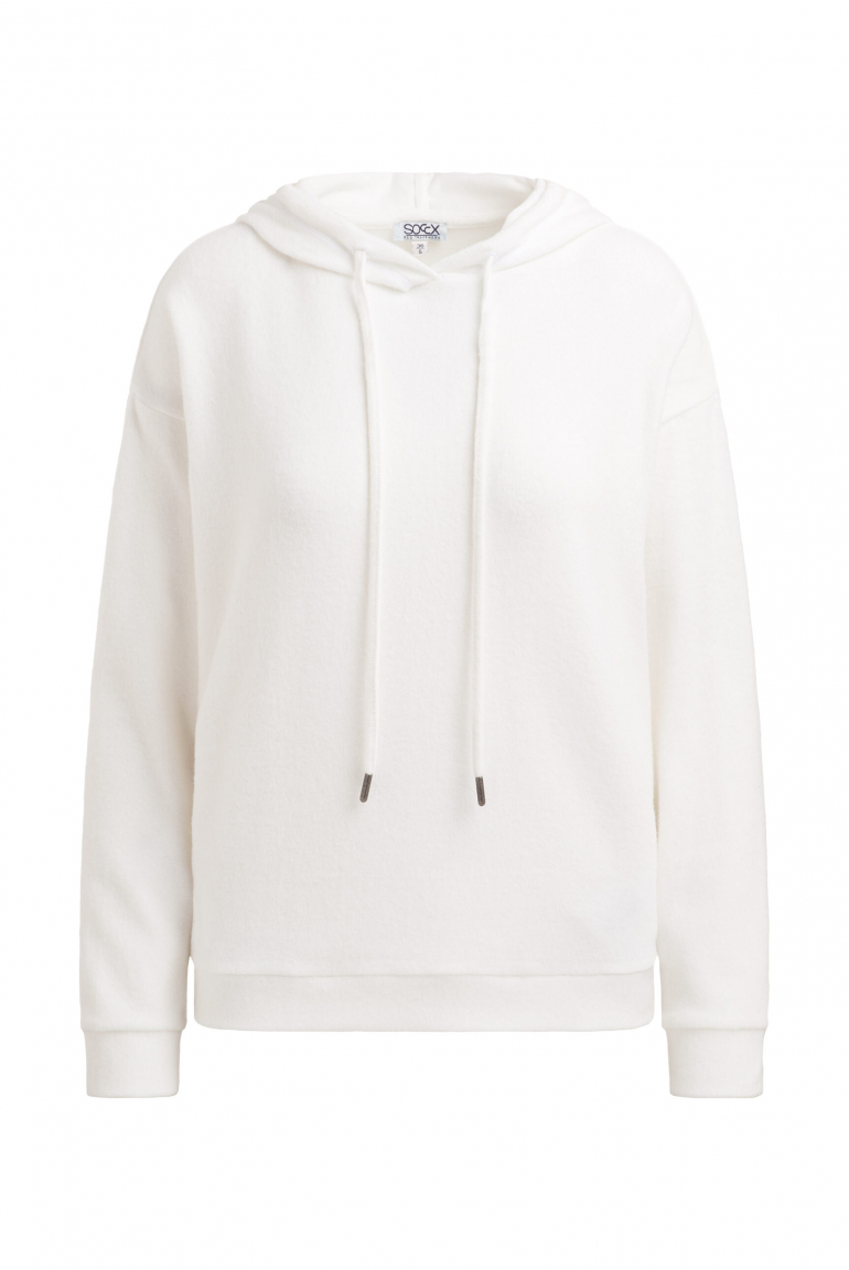 Hoodie aus Flauschstrick ivory