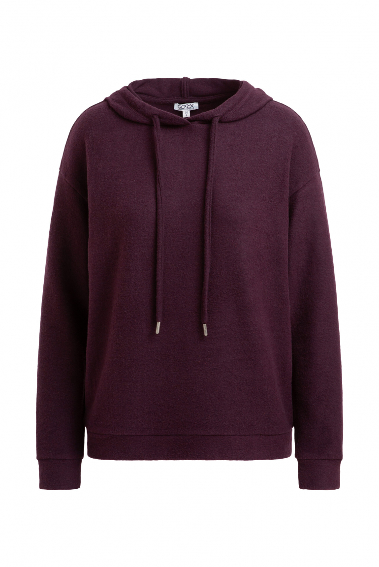 Hoodie aus Flauschstrick night plum