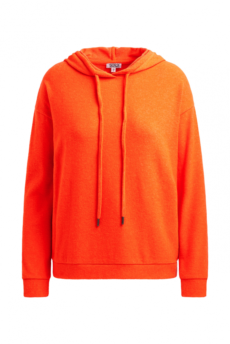 Hoodie aus Flauschstrick neon orange