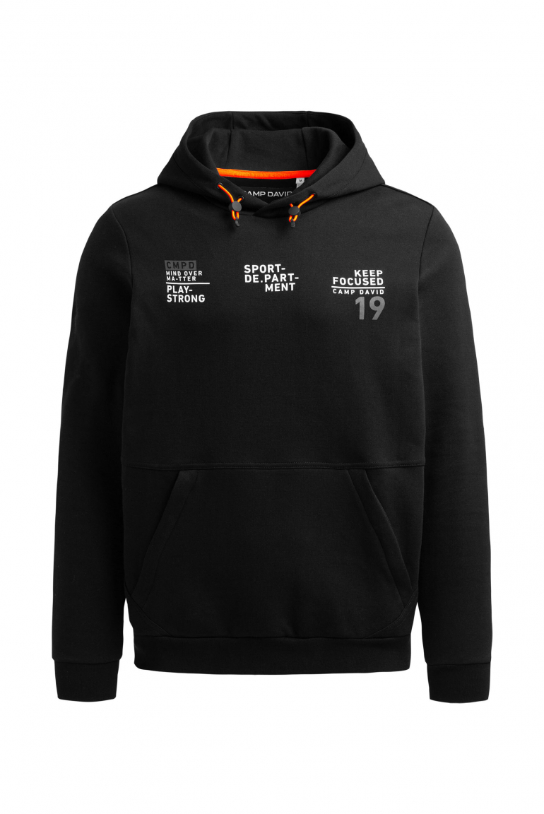Hoodie aus Interlock mit Rücken-Artworks black