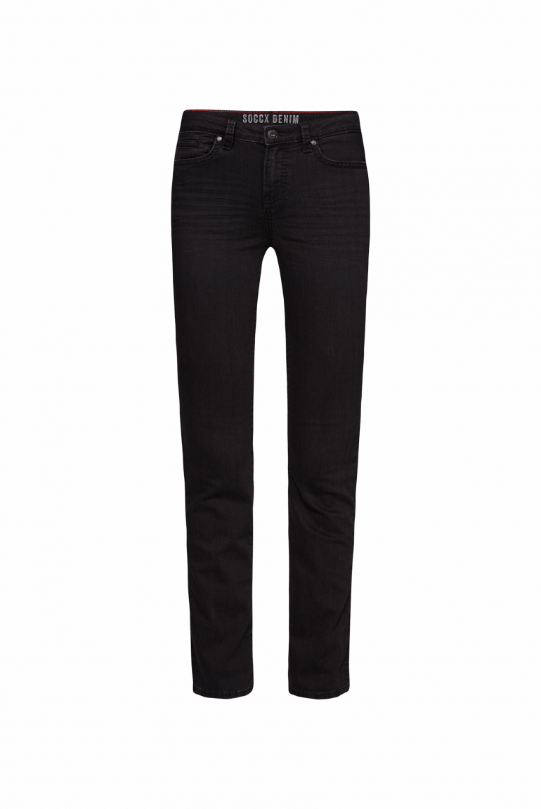 Jeans RO:MY mit Samttape an den Seiten dark grey velvet