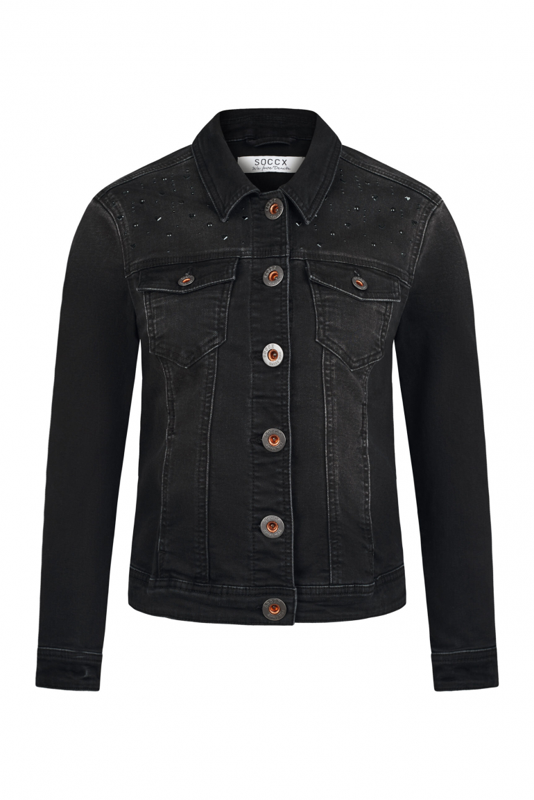 Jeansjacke JU:NE mit Schmucksteinen black washed metal