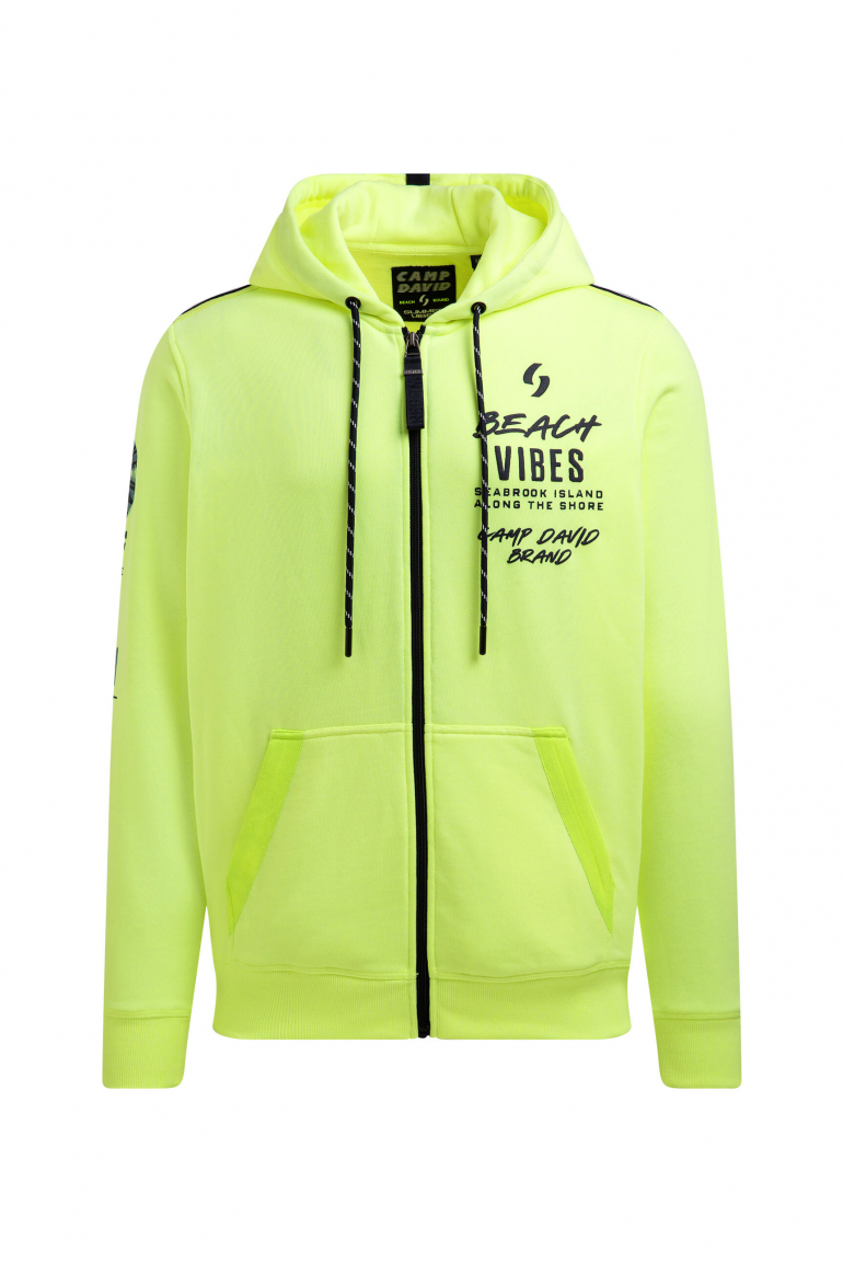 Kapuzensweatjacke mit Ärmel-Print neon lime