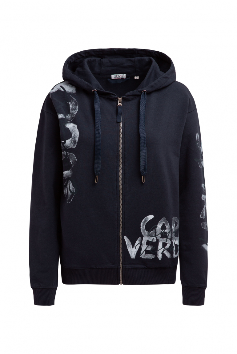 Kapuzensweatjacke mit Print Artworks blue navy