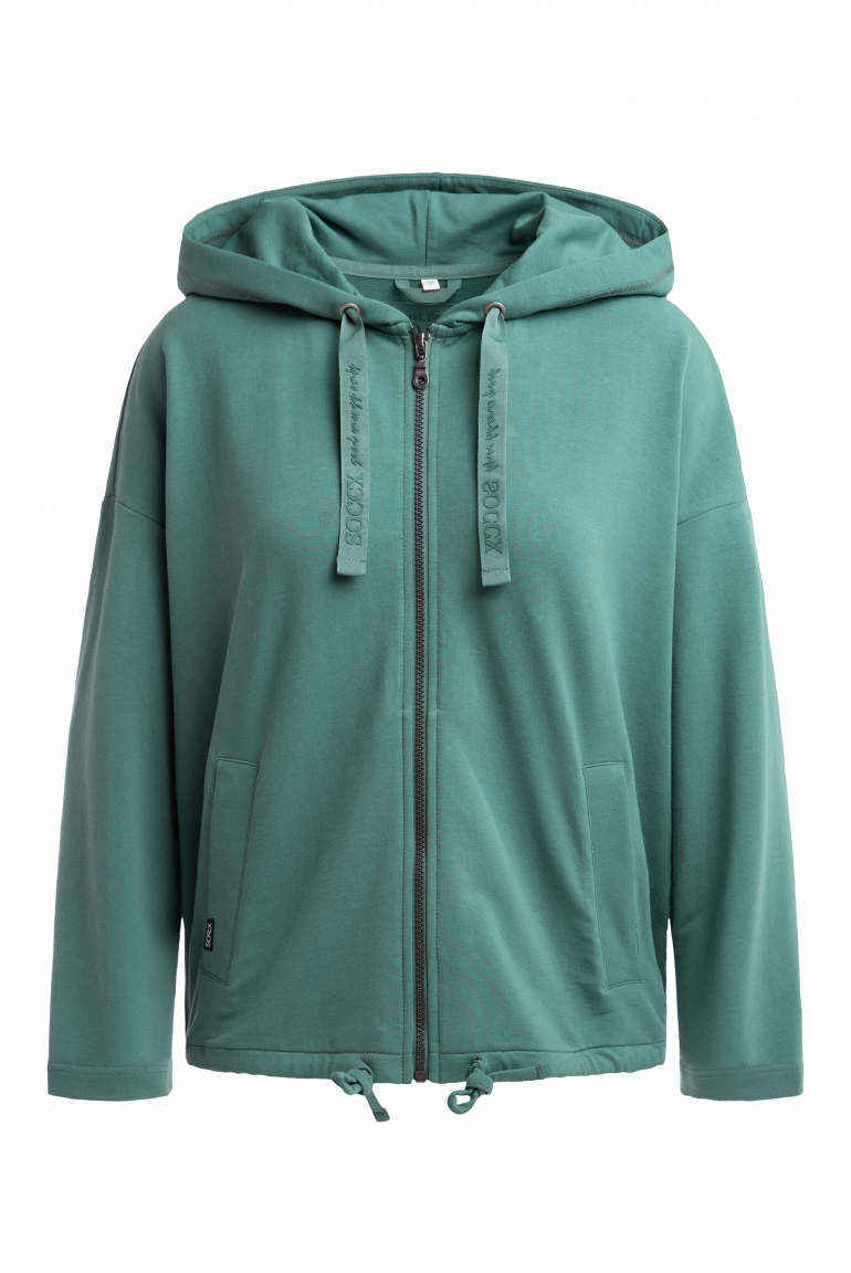 Kapuzensweatjacke mit Rücken-Print topaz