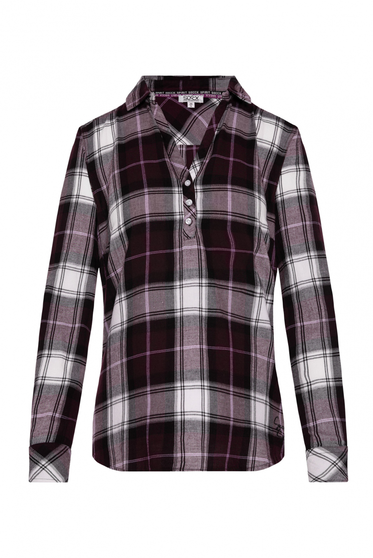 Karobluse mit kurzer Knopfleiste night plum