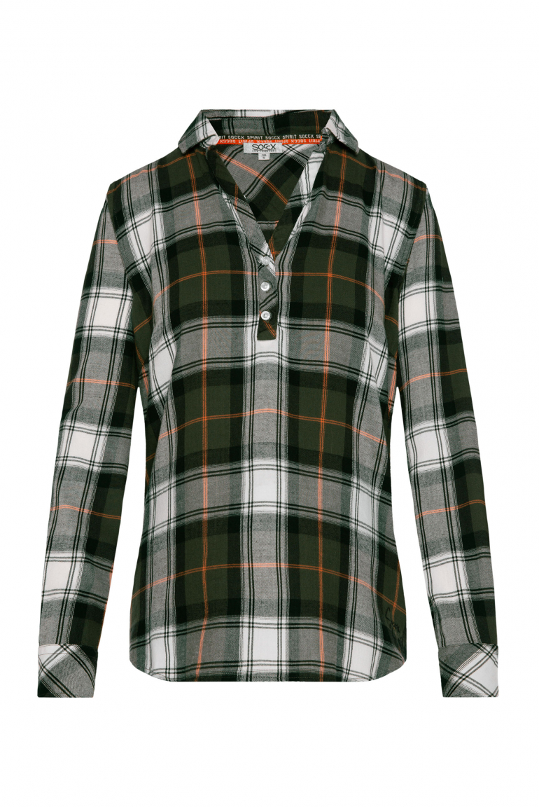 Karobluse mit kurzer Knopfleiste true khaki