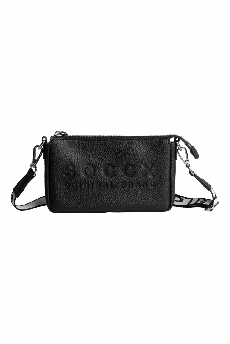 Kleine Umhängetasche mit Logo und Intarsia-Webriemen black