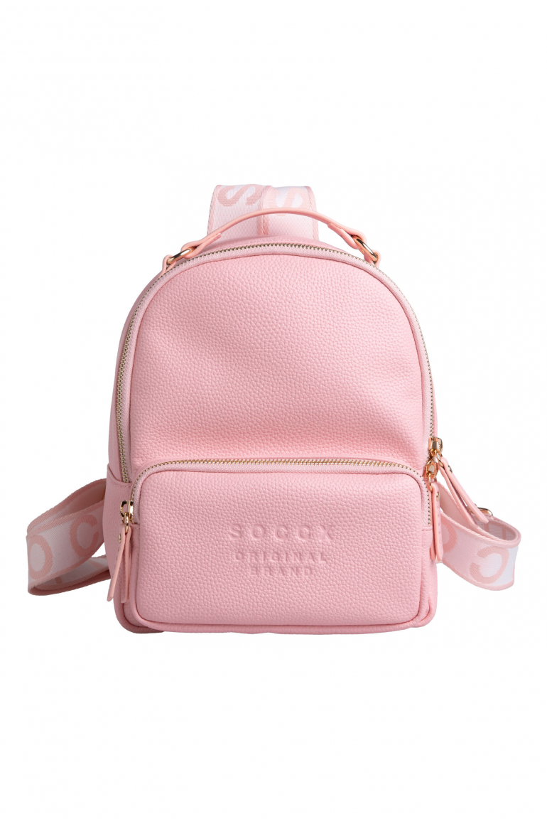 Kleiner Rucksack aus Lederimitat mit Logo-Riemen french rose